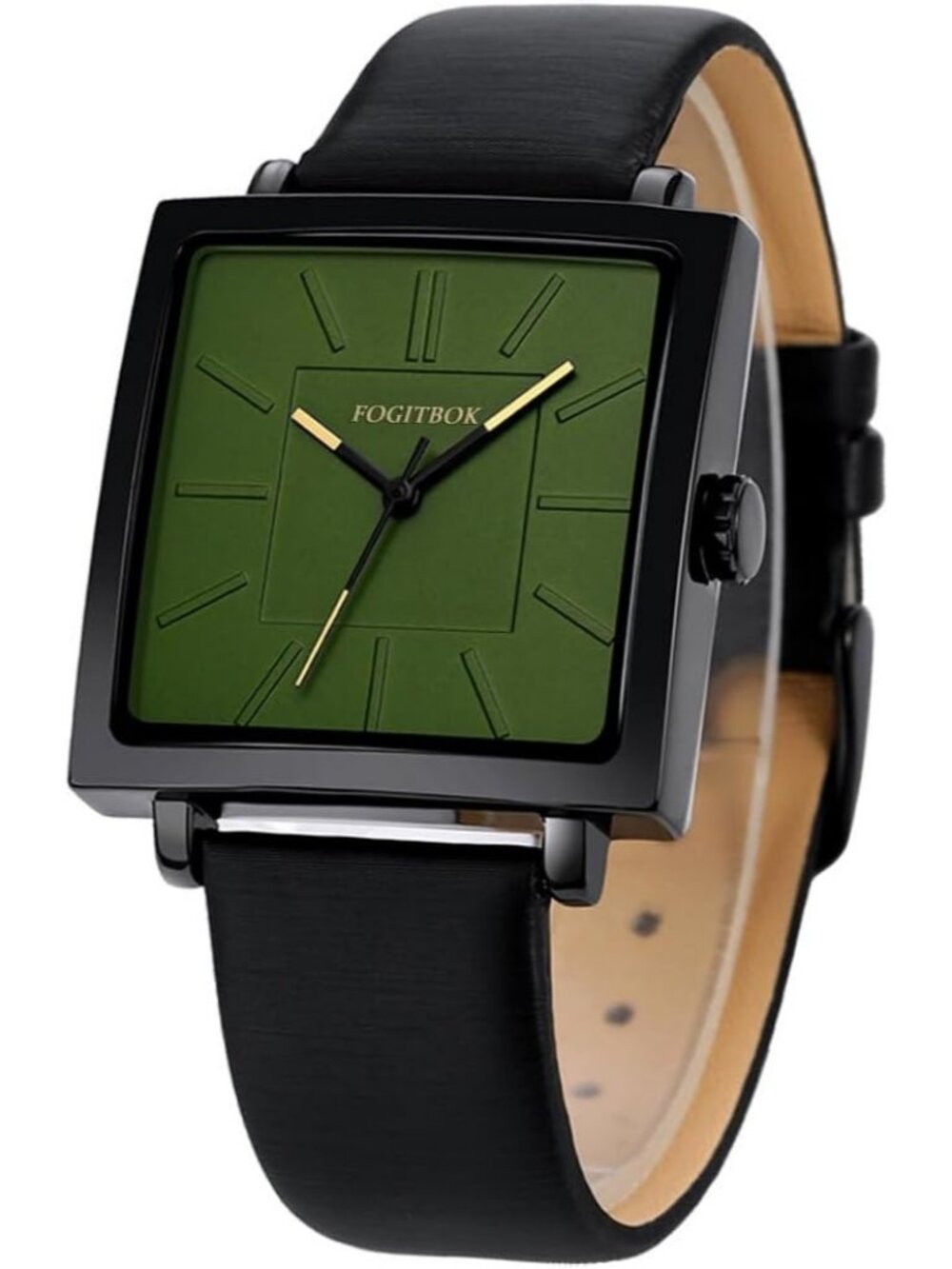 Women's Green Waterproof Leather Band Thin Design Classic Quartz Wrist Watch